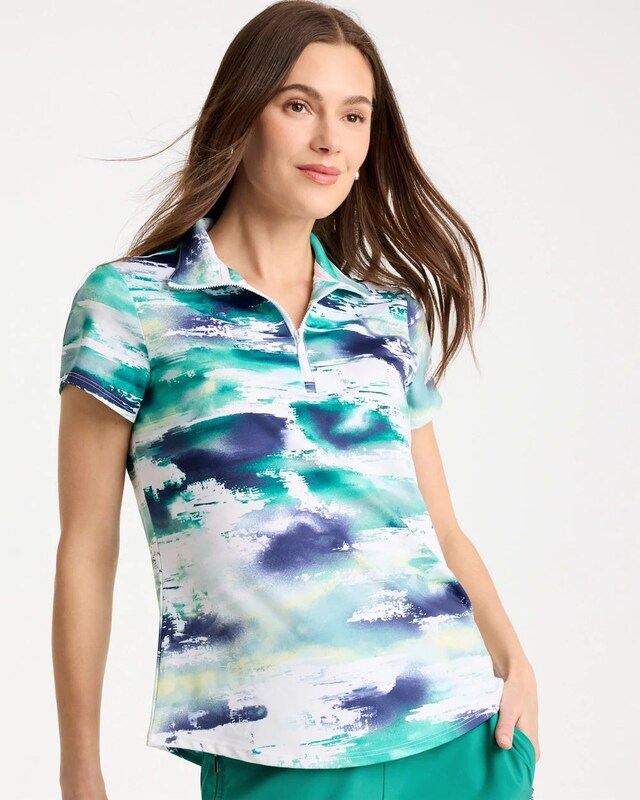 Zenergy UPF Watercolor Half Zip Polo - image 1